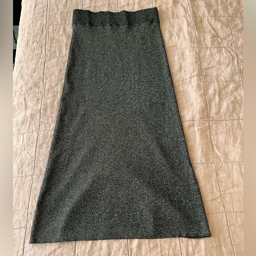 A.L.C. Metallic Bronze and Black Merino Wool Maxi Skirt Medium